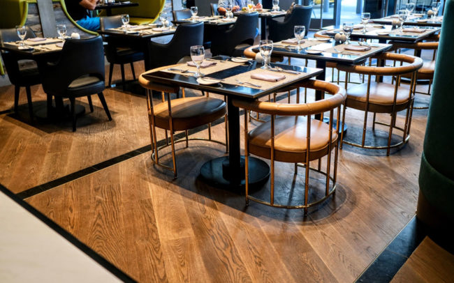 Dining tables in the restaurant